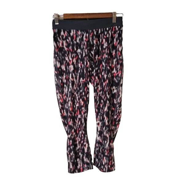 Nike Dri-Fit Compression Leggings Capri Cropped Gray Pink White Drawstring - Picture 3 of 7